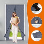rideau porte gris quilté moderne clips magnétiques zip thermique isolation économique privacité hiver