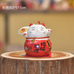 chat souriant tirelire céramique japonaise motifs floraux couleur rouge vert rose bleu jaune