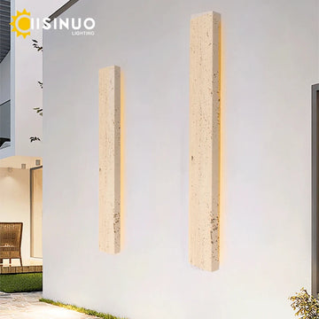 applique murale extérieure moderne effet pierre naturelle beige clair luminaire jardin maison étanche