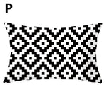 coussins géométriques motifs mandalas modernes polyester noir blanc minimaliste 30x50cm