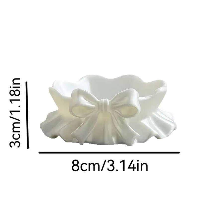 support bijoux blanc satiné nœud décoratif classique opacité rangement bijoux bague boucles d'oreilles