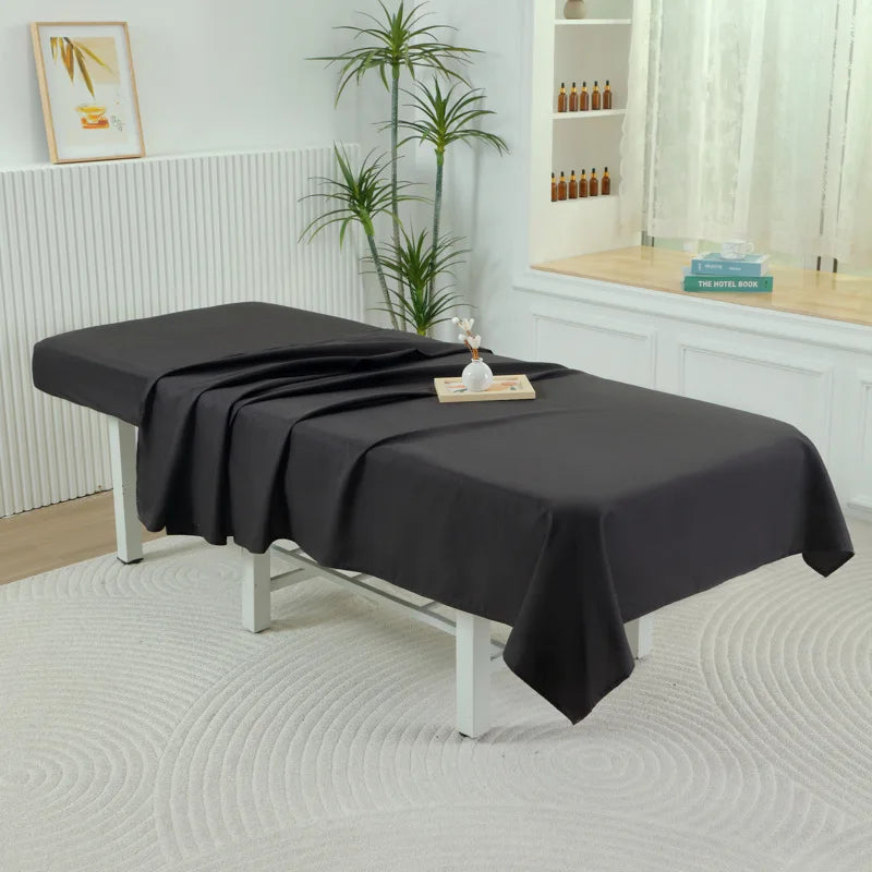 nappe table massage noir tissu uni minimaliste professionnelle 60x185cm aspect lisse sans trous