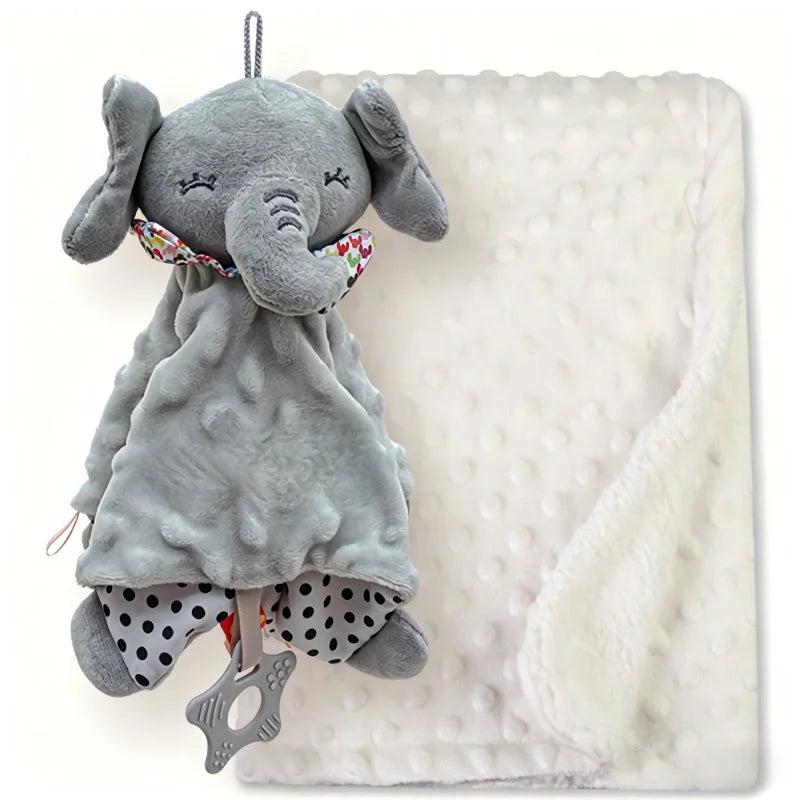 couverture molletonnée douce jouet lapin bébé rose clair confortable literie bébé ensemble personnalisable