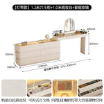 coiffeuse bois moderne beige miroir tiroirs tabouret étagère rangement chambre coucher