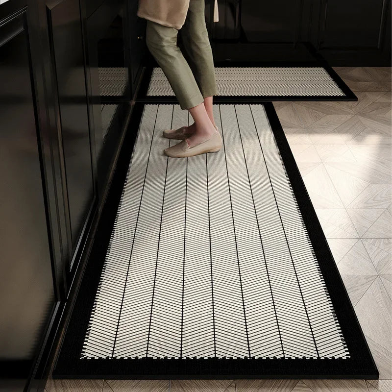 lot tapis cuisine antidérapants noir blanc motif géométrique moderne 60x40 cm