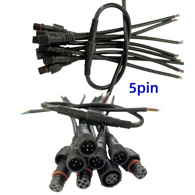 connecteurs électriques noirs 2pin 3pin 4pin 5pin bandes lumineuses led fil câble étanche