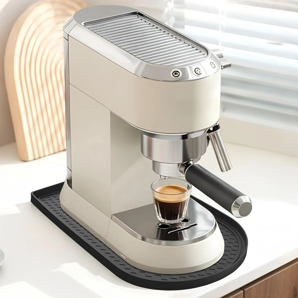 tapis protection machine espresso silicone beige noir antidérapant moderne compact
