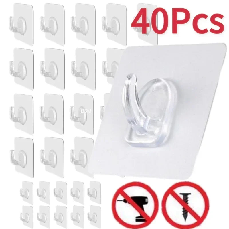 crochet mural transparent adhésif support organisation cuisine salle bain moderne self adhesive hook transparent