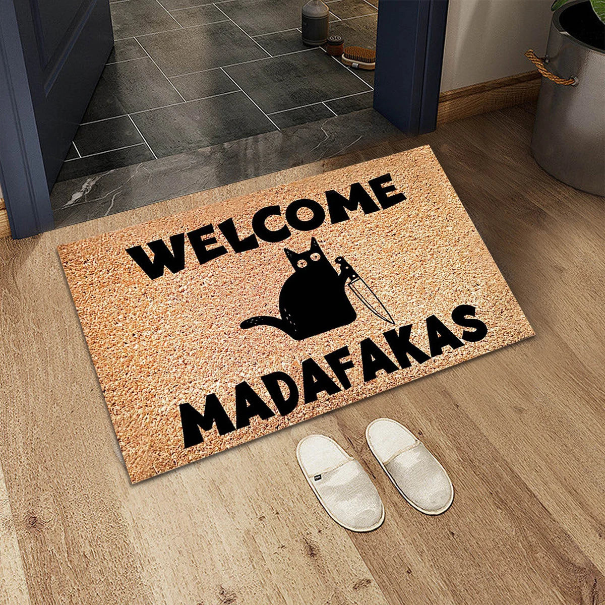 tapis d'entrée imperméable antidérapant marron clair dessin animé moderne machine lavable 50x80cm