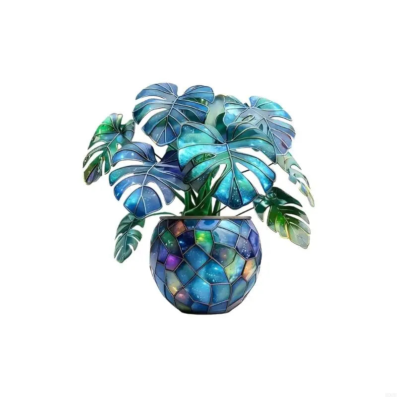 panneau suspendu multicolore acrylique mosaïque artisanal fleurs vases décoration extérieure fête ornement