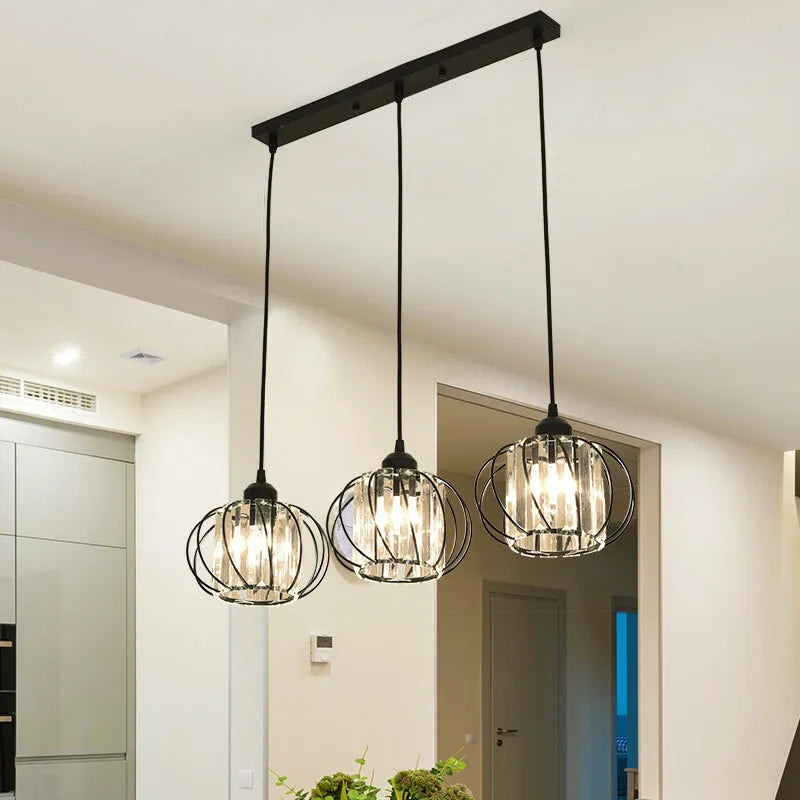 Suspension lumineuse moderne or noir lumières transparentes câbles suspendus chambre salon