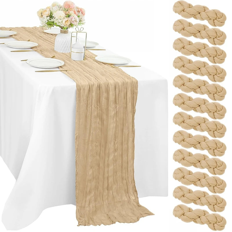 nappes longues décoratives plissées couleurs lilas rose beige semi transparentes romantique table runners