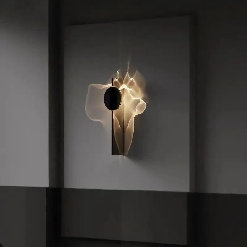 Lampes murales modernes ondulé ombre projetée noir argenté chambre coucher entrée