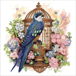 tableau diamants oiseaux fleurs multicolore moderne décoration murale adhésif création artisanale 30x30cm