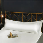 taies d'oreiller polyester uni bleu marine rose pâle blanc noir simples modernes respectueux environnement
