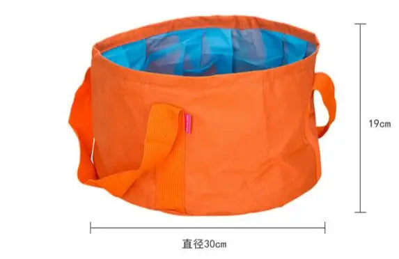 seau pliable portable pratique jaune vert gris bleu rose orange poignées noires respectueux environnement