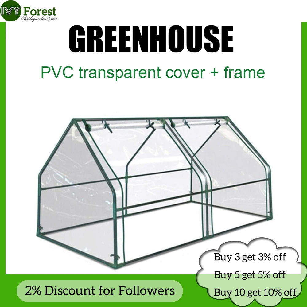 serre pvc transparent 180x90x90cm cadre métallique vert moderne crochets boulons