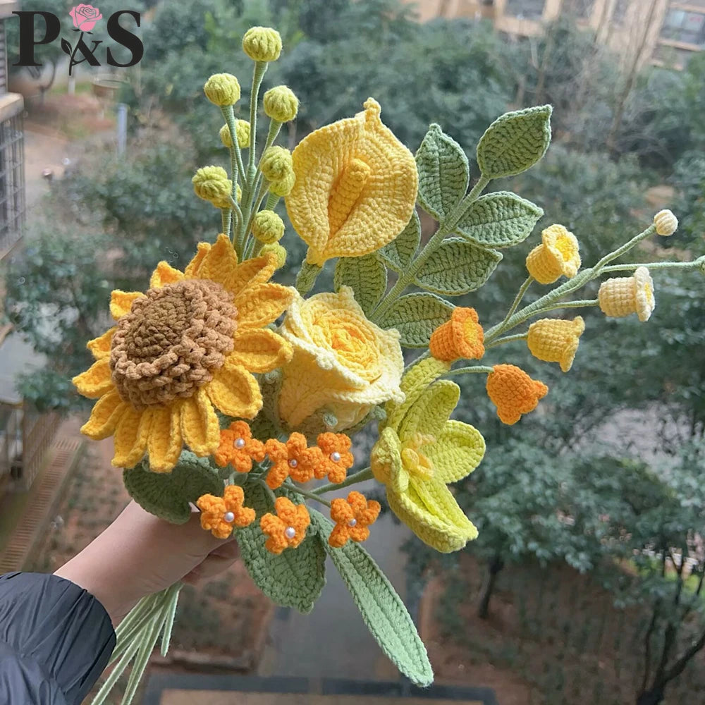 bouquet main fleurs artificielles jaunes blanches vertes intérieur mariage anniversaire decoration