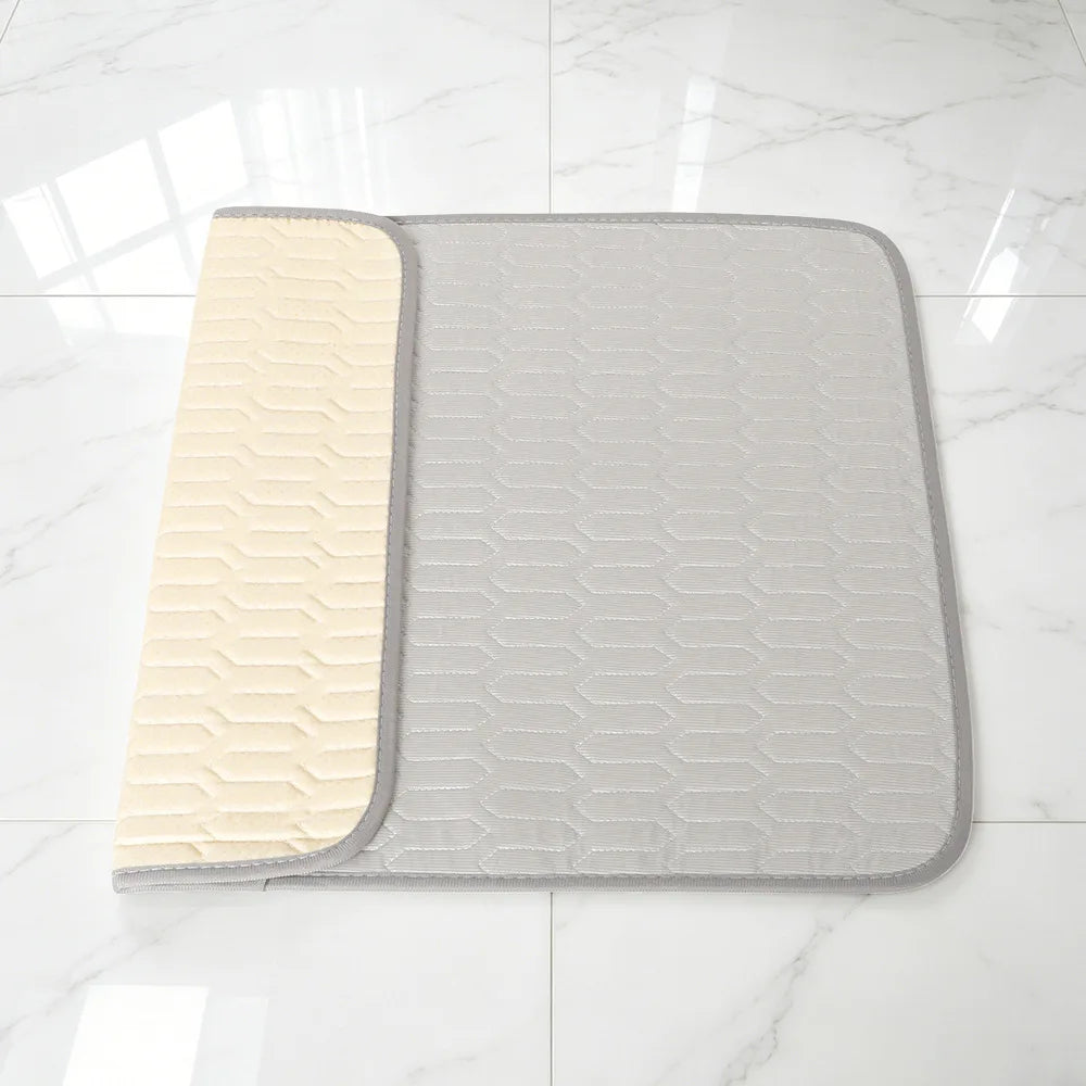 tapis refroidissement animal bleu clair texture geometrique moderne anti urine lavable machine