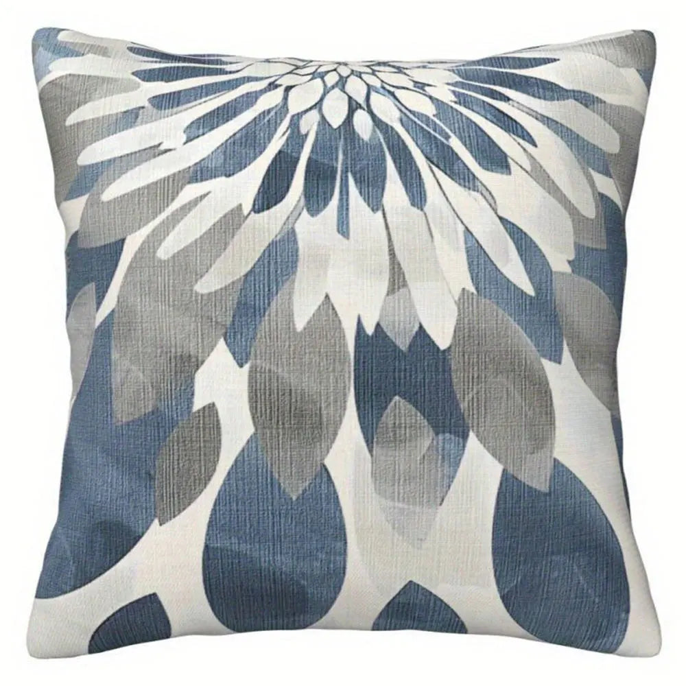 housse coussin polyester motif floral moderne bleu blanc lit salon voiture