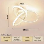 Lampe LED moderne minimaliste blanc noir acrylique fer métal plafonnier éclairage quotidien flux lumineux