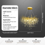 lustre suspendu moderne or cristal transparent branché lumière neutre 4000k chambre salon