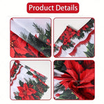 rideau fenêtre noël blanc rouge vert poinsettia houx opacité 140x45cm decoration façade cuisine