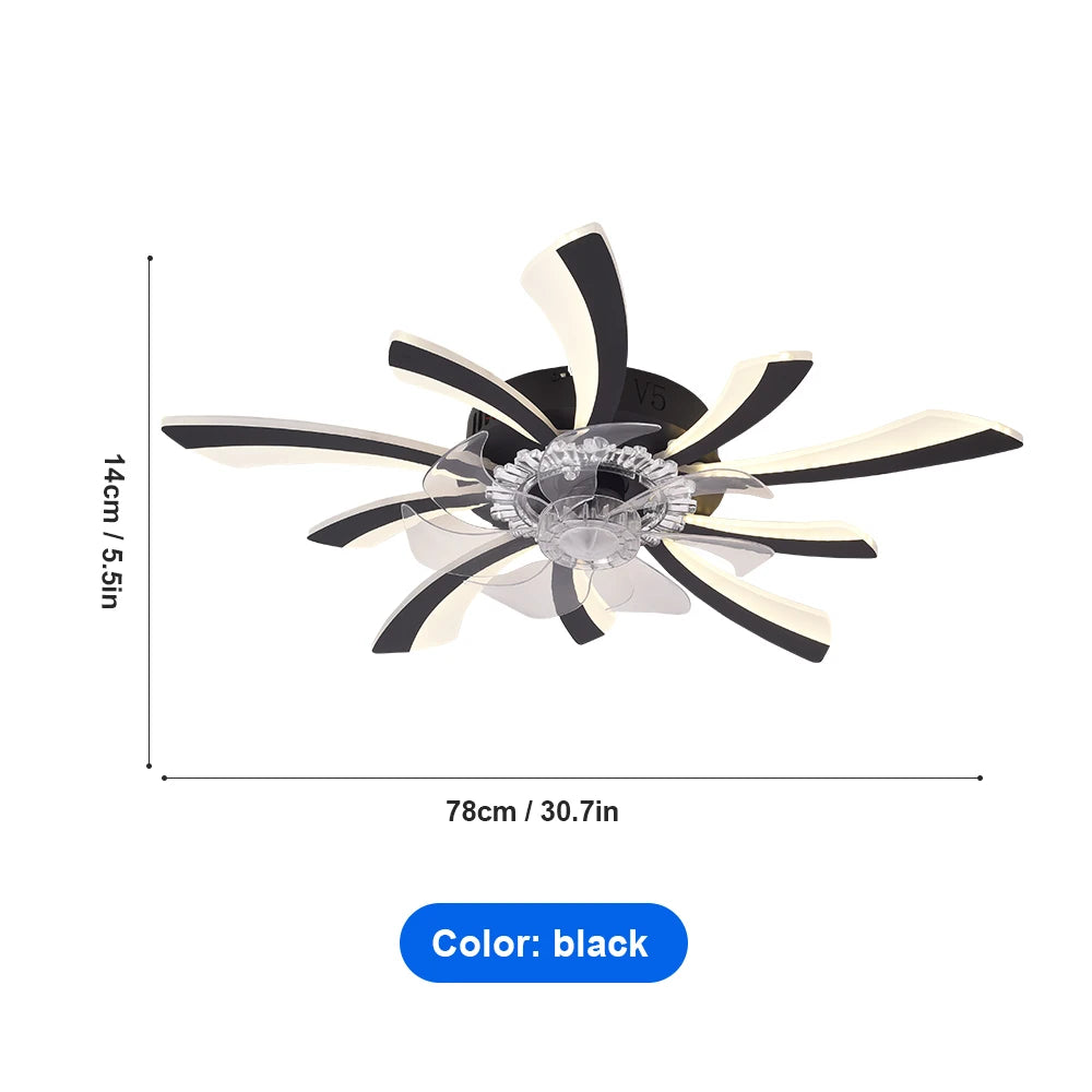 ventilateur led moderne noir blanc rayures horizontales télécommande intérieur lumière aération