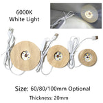 bases lumineuses décoratives modernes bois naturel couleurs variées télécommande optionnelle led usb blanc chaud