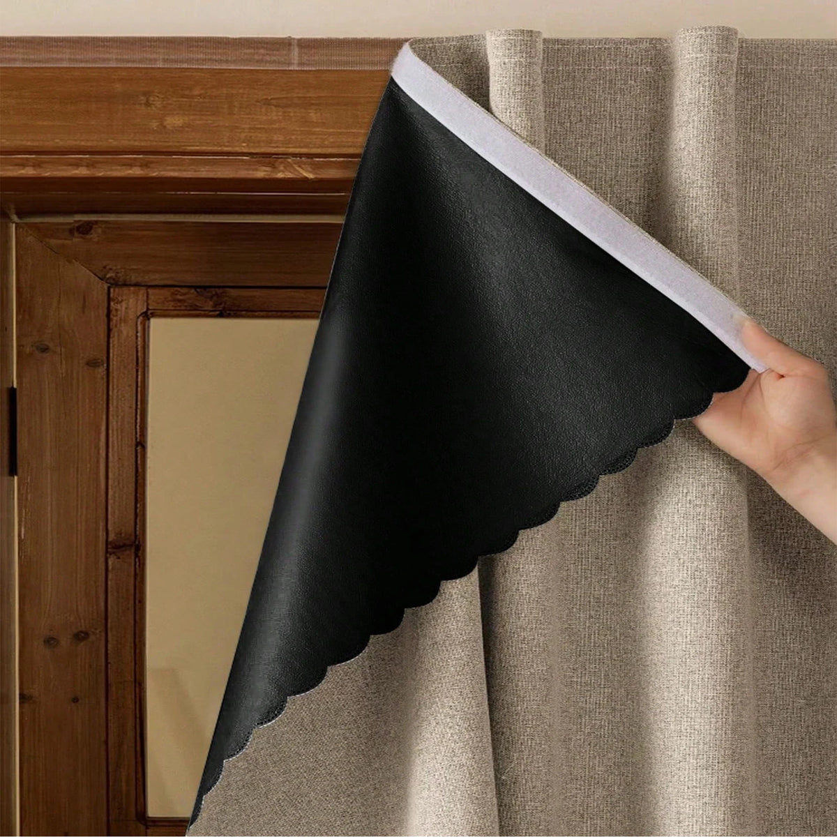 rideau adhésif noir beige uni moderne minimaliste opacité 100% polyester français