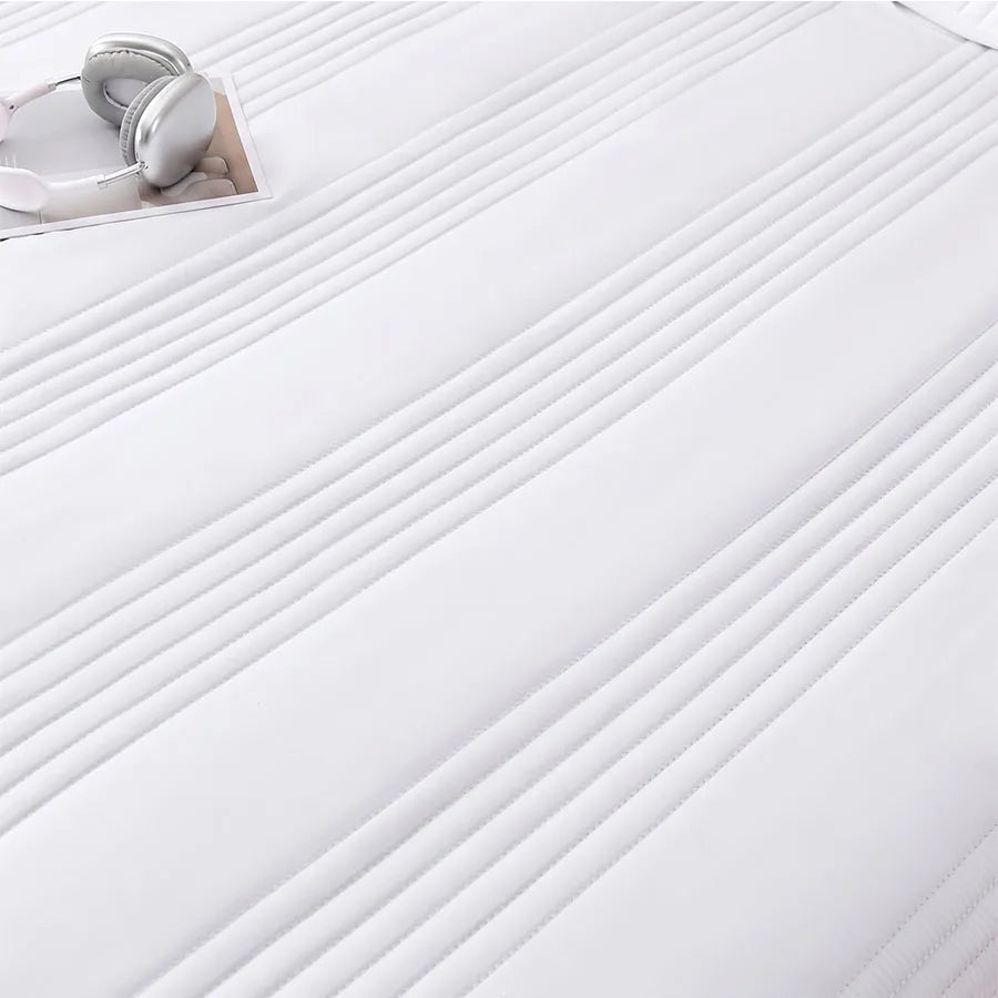 couverture d'été blanche rayures horizontales moderne lit double oreillers tapis