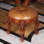 tabouret sculpté cuir tissu brodé classique baroque élégant maison salon chambre
