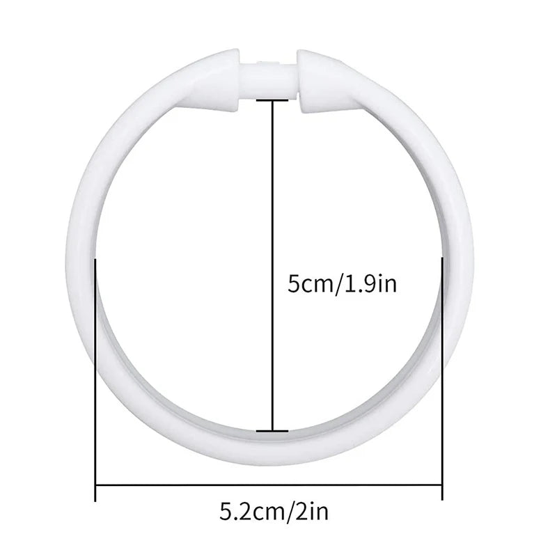 anneaux rideau transparent blanc modernes 12 pièces métal douche tringle