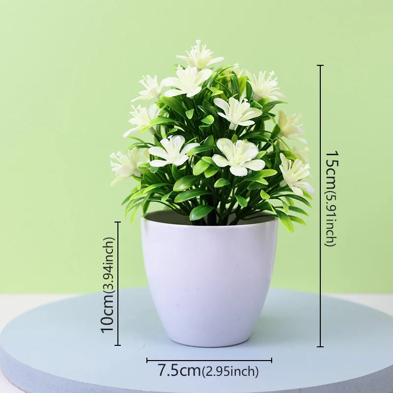 décoration intérieure plante artificielle fleur violet rouge jaune blanc vase moderne