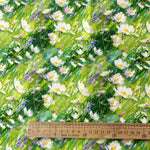 tissu coton imprimé floral motifs marguerites roses peinture huile abstraite digital printing 145cm large
