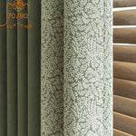 rideau vert olive imprimé feuilles blancs opaques classique ruban fixation