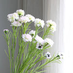 bouquet fleurs artificielles soie bleu blanc violet vert intérieur décoration champêtre minimaliste festive mariage