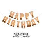 guirlande lettres happy birthday multicolore élégante occasion anniversaire brillantes dorées festive