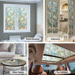 film décoratif statique feuilles vertes motif floral protection uv moderne adhésif isolation thermique transparent