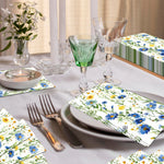 serviettes papier jetables fleurs bleues jaunes salle bain festives motifs floraux noël