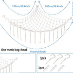 sac rangement hamac jouets macramé franges boho salon pliable respectueux environnement