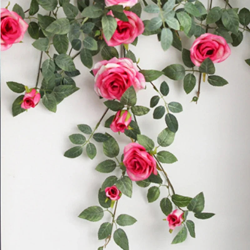 guirlande florale artificielle roses feuilles décoration mariage anniversaire intérieur blanc rose orange vert