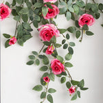 guirlande florale artificielle roses feuilles décoration mariage anniversaire intérieur blanc rose orange vert