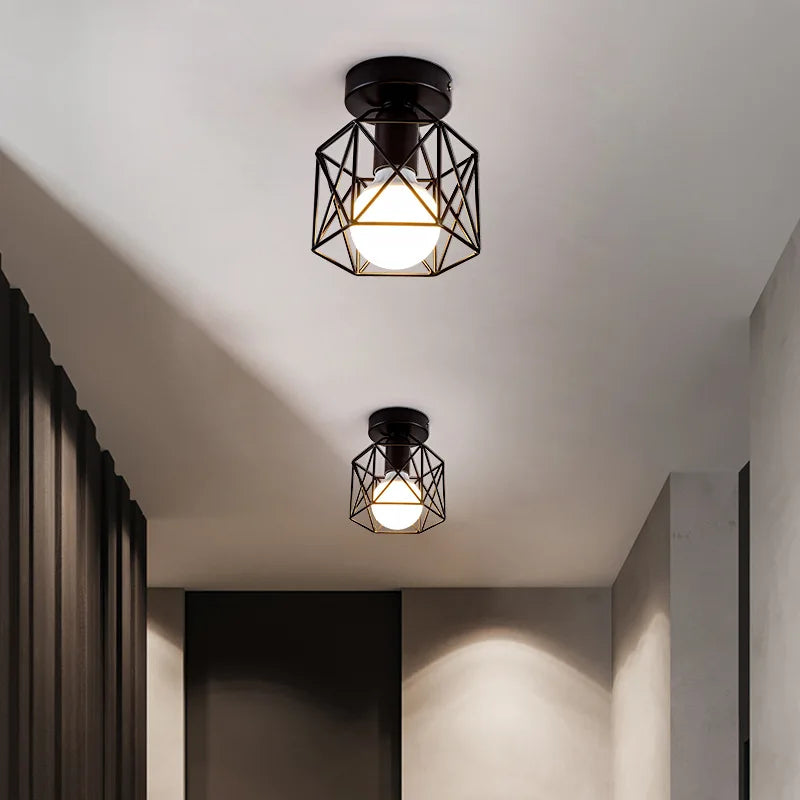Lampe moderne or noir cage géométrique métal éclairage quotidien led 7w 249 2000lm