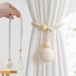 boucle rideau corde tressée coton blanc cassé moderne rustique fixe rideau transparent