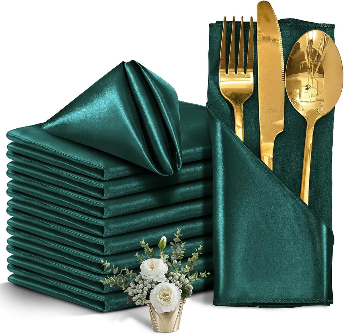 serviettes table satin rouge modernes 12 pièces cuisine mariage fêtes