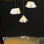 Suspension lumineuse moderne métal noir bleu papier plié origami 25cm 30cm chambre salon étude
