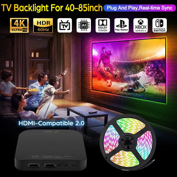 bande lumineuse led multicolore rayures horizontales adhésif moderne télévision 4k hdmi synchronisation écran 40