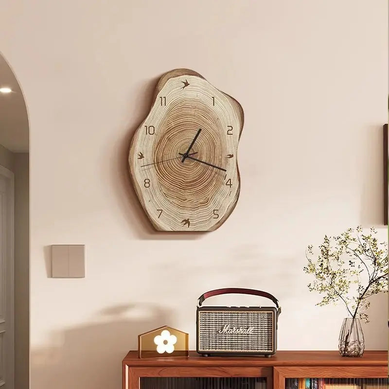 horloge murale moderne imitation bois naturelle rustique minimaliste quartz numerique salon chambre