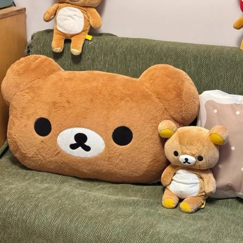 coussin mignon bébé ours visage doux moelleux lit adulte beige marronclair marronn Foncé
